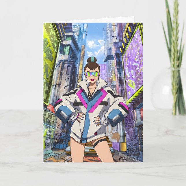 Futuristic Pop Star 0003 Dankeskarte (Vorderseite)