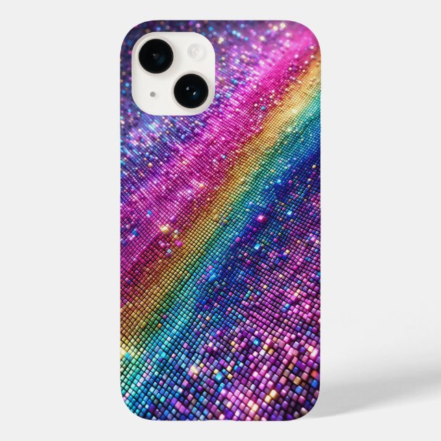 Futuristic Rainbow Pixel Sparkle Gradient Luxury M Case-Mate iPhone Hülle (Rückseite)