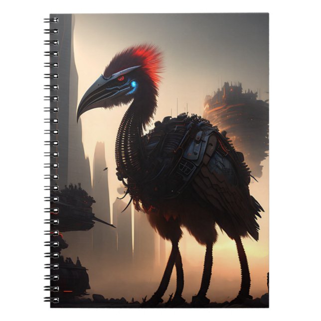Futuristic Robot Australian Emu, Notebook Notizblock (Vorderseite)