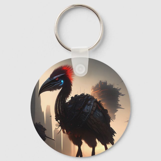 Futuristic Robotic Australian Emu, Keyring Schlüsselanhänger (Vorderseite)