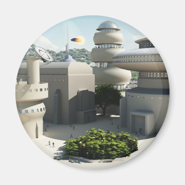 Futuristic Sci-Fi Townscape Magnet (Vorne)