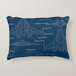 "Futuristic Spacecraft Blueprint Art" Dekokissen
