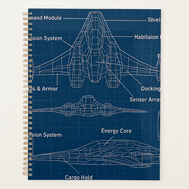 "Futuristic Spacecraft Blueprint Art" Planer (Vorderseite)