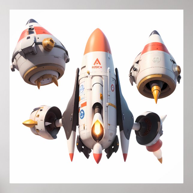 Futuristic Spacecraft Design Detachable Modules Poster (Vorne)