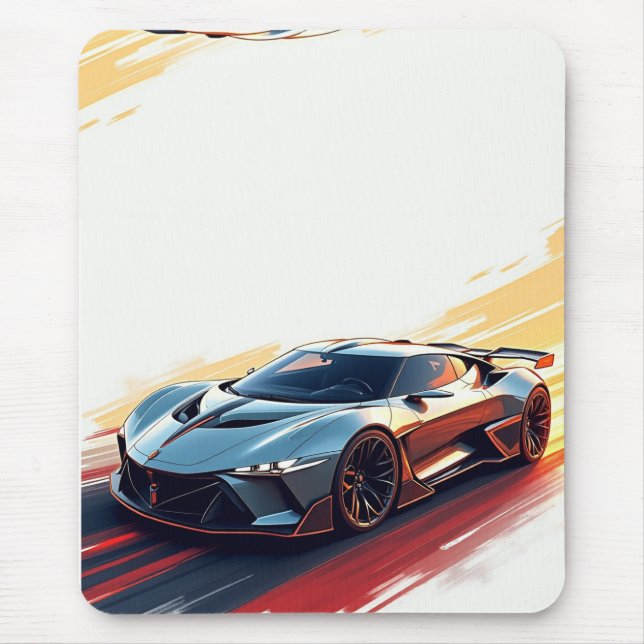 Futuristic Sports Car - Sleek AI Generated Design Mousepad (Vorne)