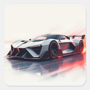Futuristic Sports Car - Sleek AI Generated Design Quadratischer Aufkleber
