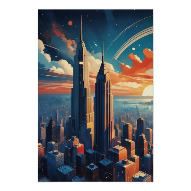 Futuristic Sunrise Cityscape Poster (Vorderseite)