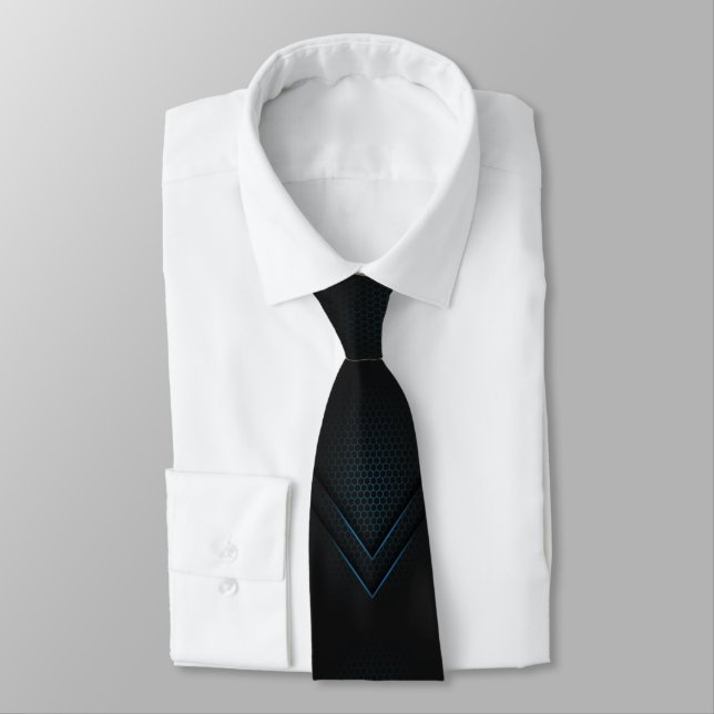 Futuristic Thin Blue Line Neck Tie Krawatte (Gebunden)