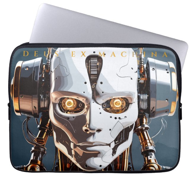 Futuristic White Gold Android Cyborg Face Laptopschutzhülle (Vorderseite)
