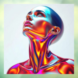Futuristic woman portrait, sci-fi aesthetics, neon fensteraufkleber