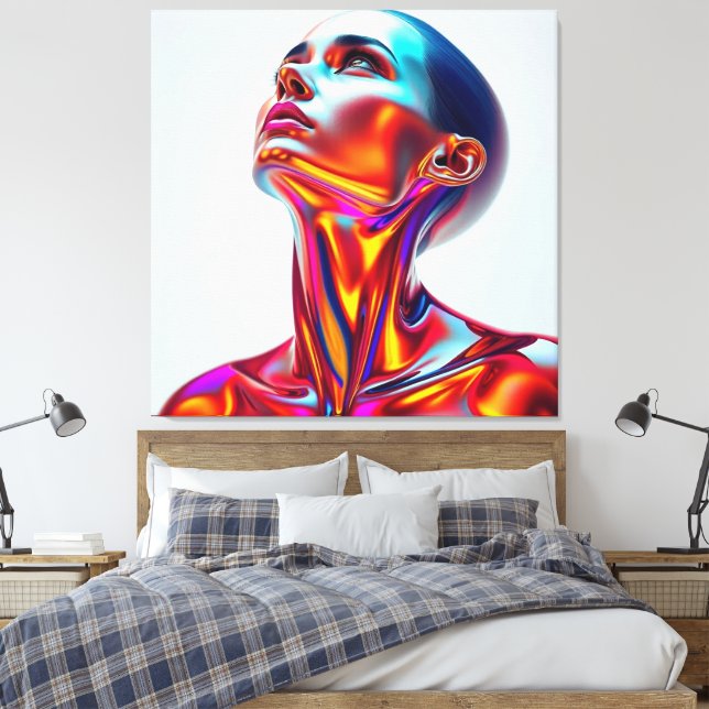 Futuristic woman portrait, sci-fi aesthetics, neon leinwanddruck (Insitu (Schlafzimmer))