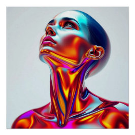 Futuristic woman portrait, sci-fi aesthetics, neon poster