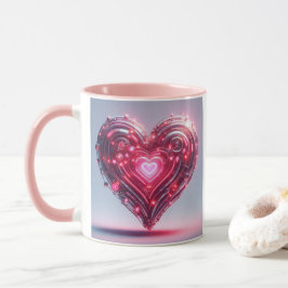 Futuristisch leuchtendes rosafarbenes Herz Tasse