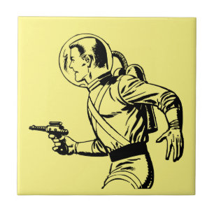 Futuristisch und nostalgisch Retro Sci-Fi Ray Gun  Fliese