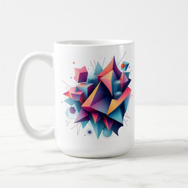 Futuristische Abstrakt geometrische Formen mit Neo Kaffeetasse (Links)