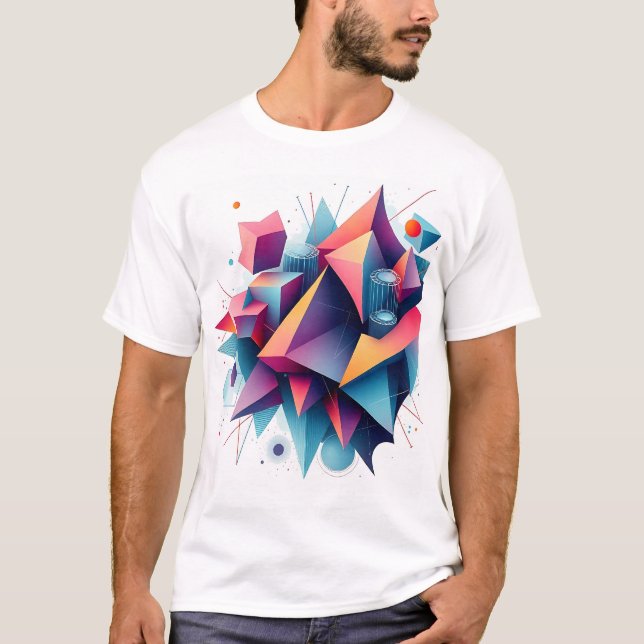 Futuristische Abstrakt geometrische Formen mit Neo T-Shirt (Vorderseite)