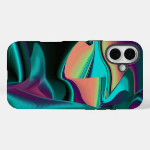 Futuristische Abstrakte 3D Metallic Rainbow Art iPhone 16 Plus Hülle