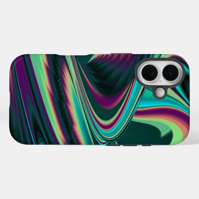 Futuristische Abstrakte 3D Metallic Rainbow Art Case-Mate iPhone Hülle (Rückseite (Horizontal))