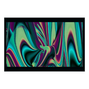 Futuristische Abstrakte 3D Metallic Rainbow Art Poster