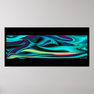Futuristische Abstrakte 3D Metallic Rainbow Art Poster