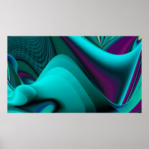 Futuristische Abstrakte 3D Metallic Rainbow Art Poster