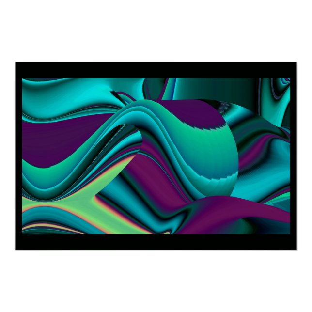 Futuristische Abstrakte 3D Metallic Rainbow Art Poster (Vorderseite)