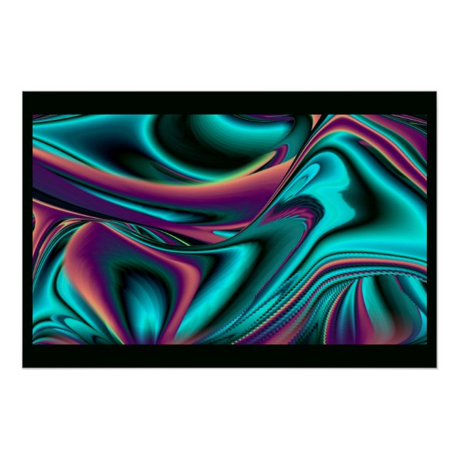 Futuristische Abstrakte 3D Metallic Rainbow Art Poster (Vorderseite)