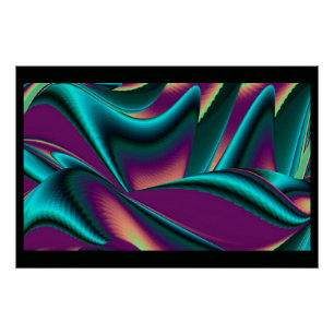Futuristische Abstrakte 3D Metallic Rainbow Art Poster