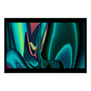 Futuristische Abstrakte 3D Metallic Rainbow Art Poster