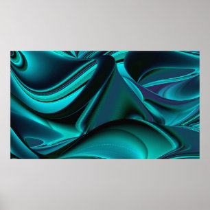 Futuristische Abstrakte 3D Metallic Rainbow Art Poster