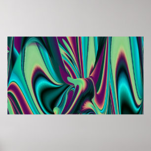 Futuristische Abstrakte 3D Metallic Rainbow Art Poster