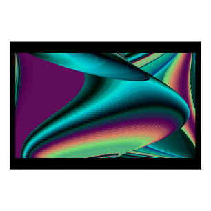 Futuristische Abstrakte 3D Metallic Rainbow Art Poster