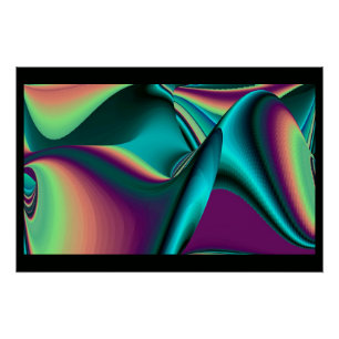 Futuristische Abstrakte 3D Metallic Rainbow Art Poster