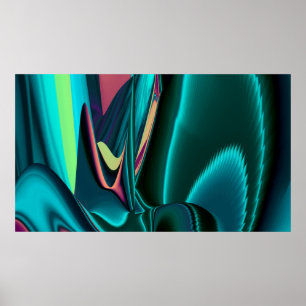 Futuristische Abstrakte 3D Metallic Rainbow Art Poster