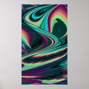 Futuristische Abstrakte 3D Metallic Rainbow Art Poster