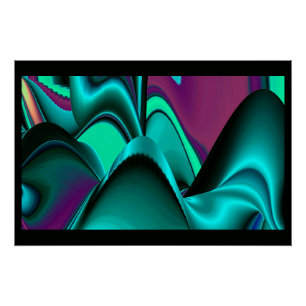 Futuristische Abstrakte 3D Metallic Rainbow Art Poster