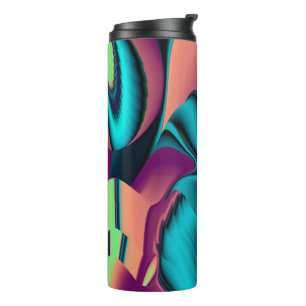 Futuristische Abstrakte 3D Metallic Rainbow Art Thermosbecher