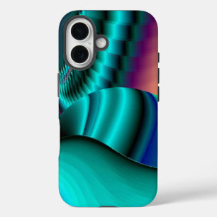 Futuristische abstrakte 3D metallische Regenbogen- iPhone 16 Hülle
