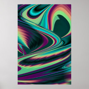Futuristische abstrakte 3D metallische Regenbogen- Poster