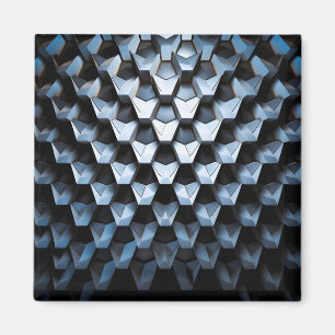 Futuristische abstrakte blaue geometrische Metallo Magnet