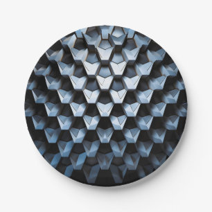 Futuristische abstrakte blaue geometrische Metallo Pappteller