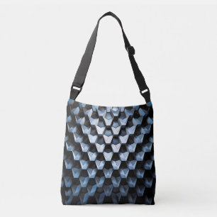 Futuristische abstrakte blaue geometrische Metallo Tragetaschen Mit Langen Trägern