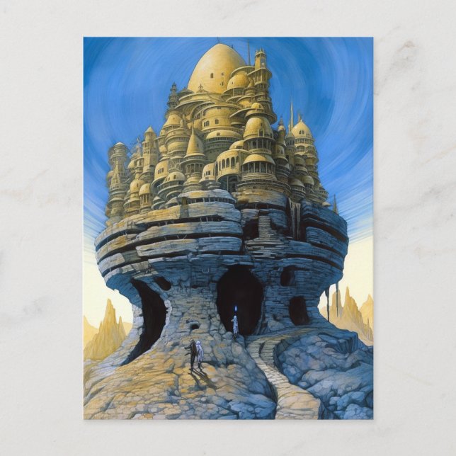 Futuristische Alien City Sci-Fi Art Postkarte (Vorderseite)