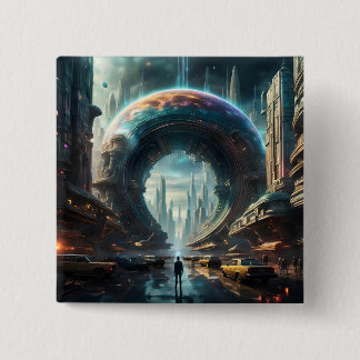 Futuristische Alien Planet Portal mit Magic Gate Button