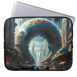 Futuristische Alien Planet Portal mit Magic Gate Laptopschutzhülle