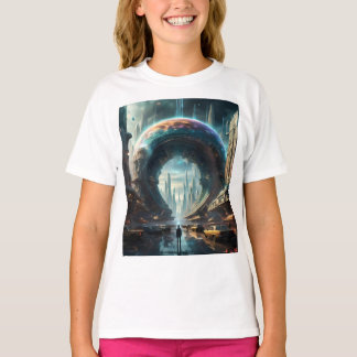 Futuristische Alien Planet Portal mit Magic Gate T-Shirt