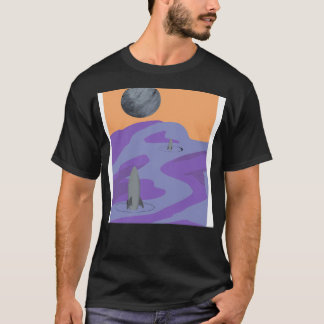 Futuristische Atompunk-Raumschiff Lunar Landschaft T-Shirt