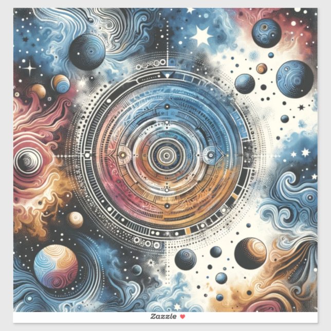 Futuristische Batik Kosmic Art - Space Design Aufkleber (Blatt)