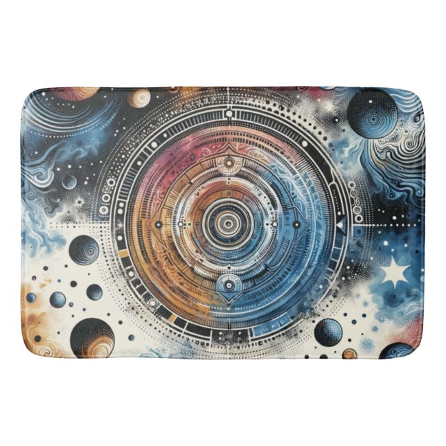 Futuristische Batik Kosmic Art - Space Design Badematte (Vorderseite)