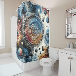 Futuristische Batik Kosmic Art - Space Design Duschvorhang